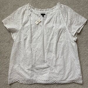 Talbots Women Eyelet Short Sleeve Shirt